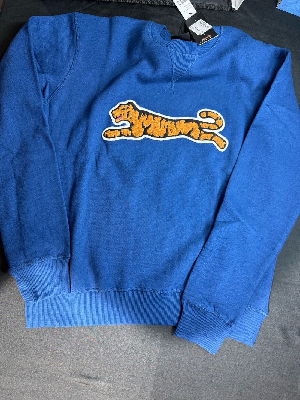 Le Tigre Blue Crewneck with Orange Tiger Patch medium